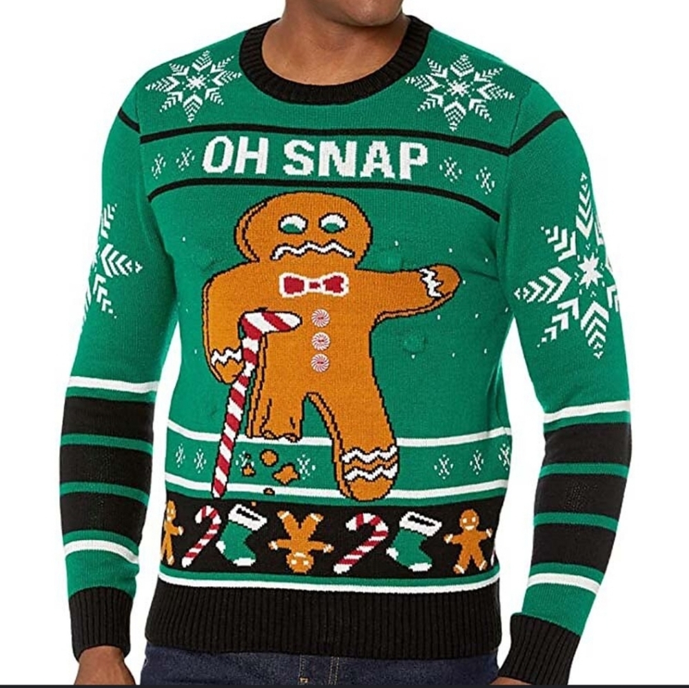 Gingerbread Man Oh Snap Ugly Christmas Sweater